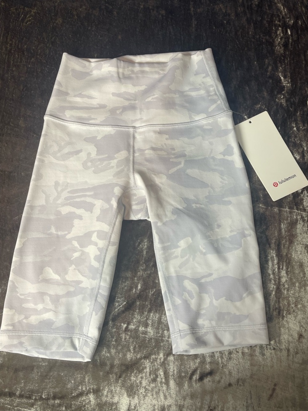 lululemon Wunder Under White Light Gray Camo High-Rise Athletic Shorts